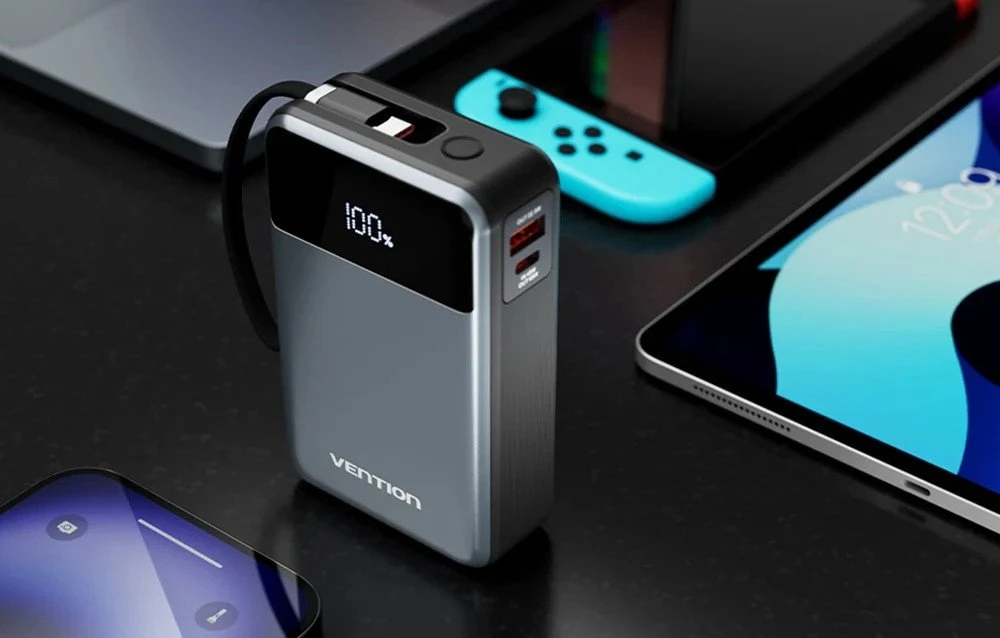 „Vention“ 20000 mAh 65 W išorinė baterija su USB-C laidu