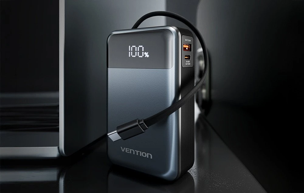 „Vention“ 20000 mAh 65 W išorinė baterija su USB-C laidu