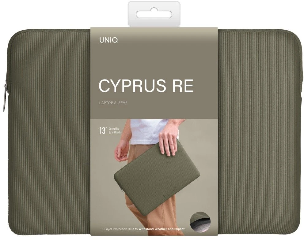 Nešiojamas kompiuteris Sleeve UNIQ Cyprus Ridge Edition 14″ waterproof neoprene žalias