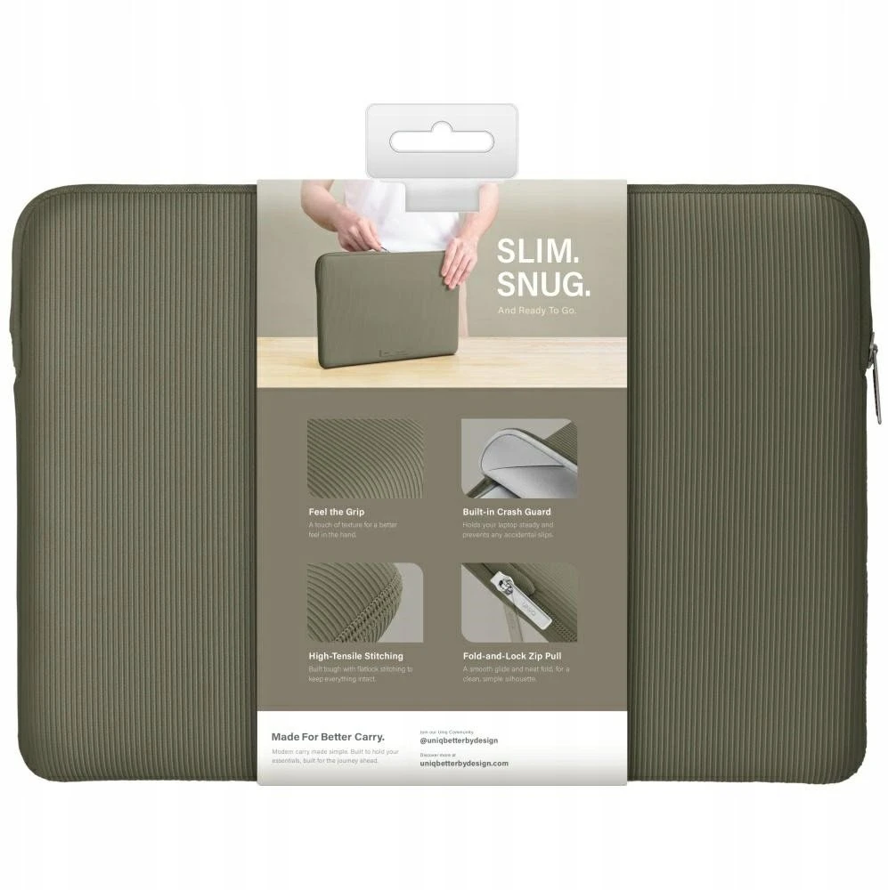 Nešiojamas kompiuteris Sleeve UNIQ Cyprus Ridge Edition 14″ waterproof neoprene žalias