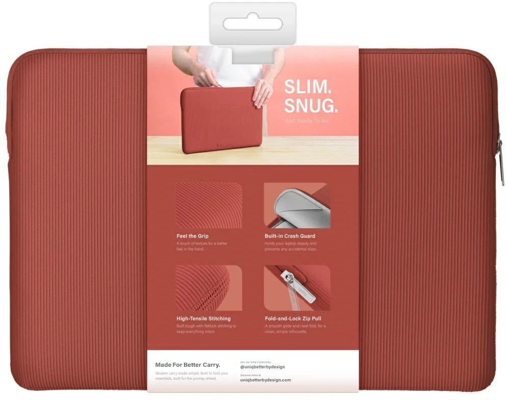 Nešiojamas kompiuteris Sleeve UNIQ Cyprus Ridge Edition 14″ waterproof neoprene red