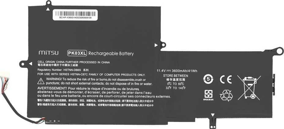 Mitsu PK03XL akumuliatorius, skirtas HP Envy x360 13 Spectre x360 13 3600 mAh (41 Wh) 11,4 V