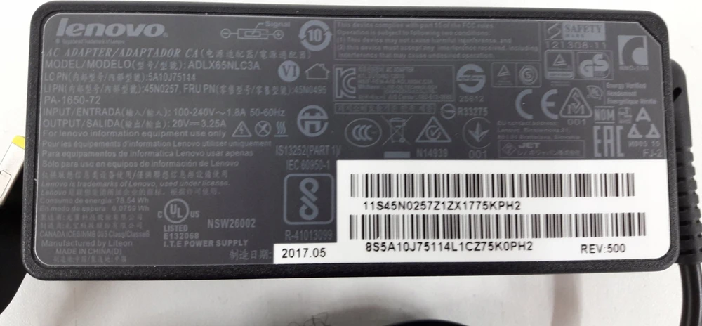Nešiojamojo kompiuterio maitinimo adapteris Lenovo 65 W, 20 V (AC Adapteris 65W)