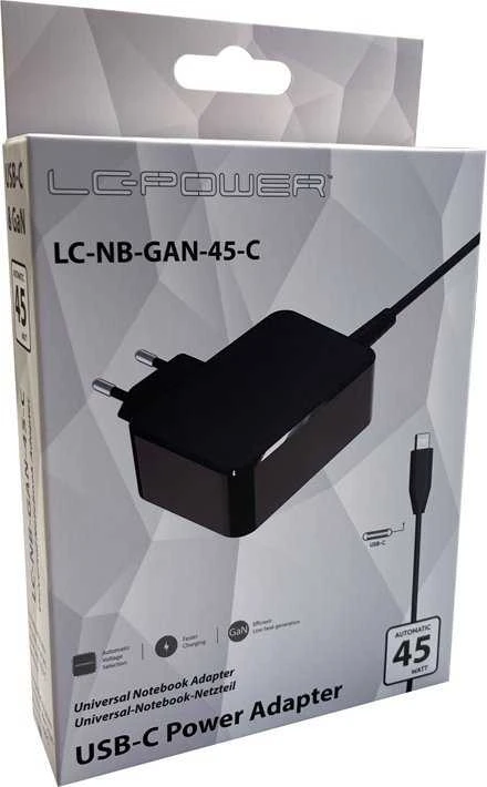 Nešiojamojo kompiuterio maitinimo adapteris LC-Power 45 W, (LC-NB-GAN-45-C)
