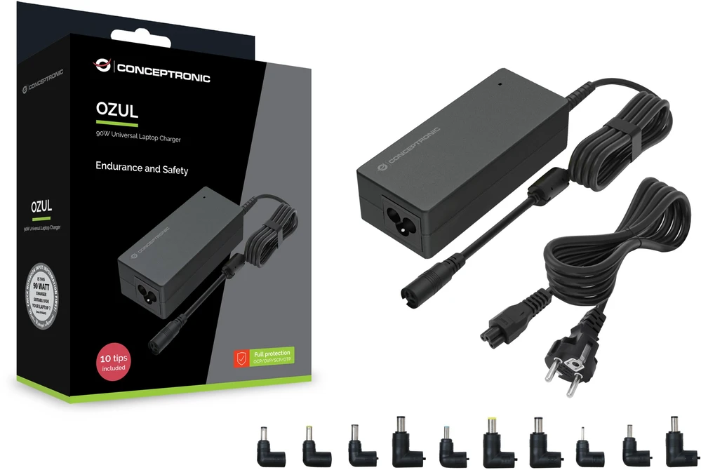 Carruzzo Conceptronic OZUL08B10 maitinimo adapteris / inverteris Vidaus 90 W Juoda