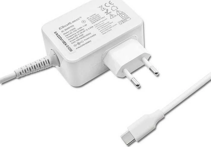 QOLTEC 51039 Įkroviklis 65W 5 20.3V 2 3.25A USB tipas C PD Baltas