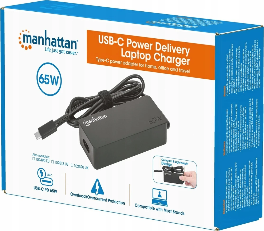 Nešiojamojo kompiuterio maitinimo adapteris Manhattan 65 W, 3.25 A, 20 V (102490)