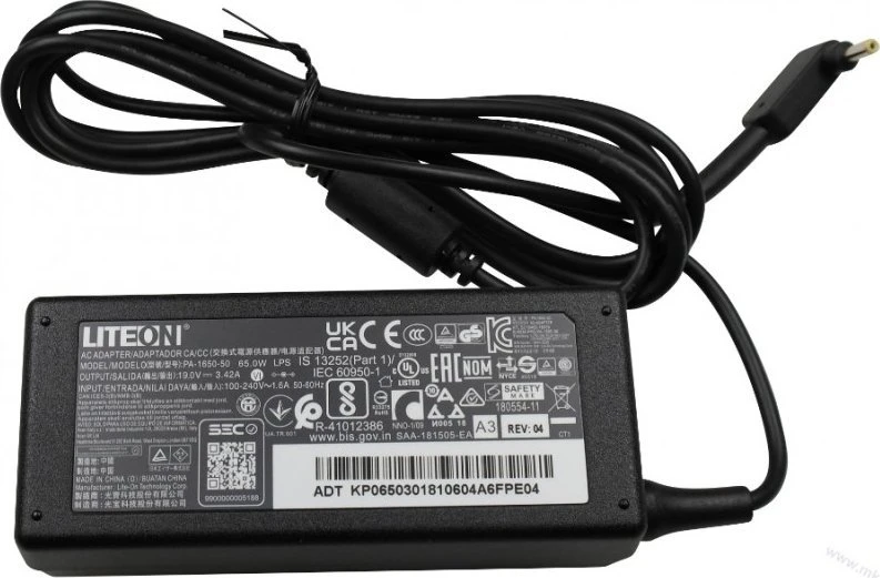 Nešiojamojo kompiuterio maitinimo adapteris Acer 65 W, 19 V (ADAPTER AC 65W 19V 1 1x3 0x7)