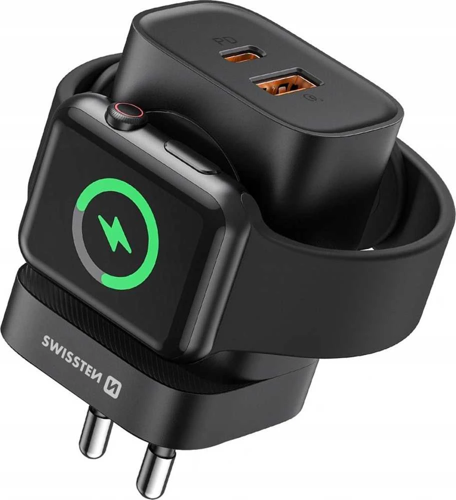 Swissten kelioninis įkroviklis USB-A / USB-C / iWatch