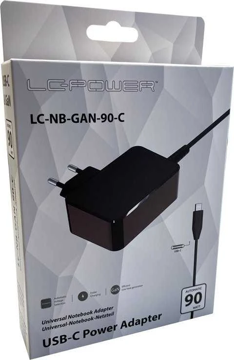 Nešiojamojo kompiuterio maitinimo adapteris LC-Power 90 W, (LC-NB-GAN-90-C)