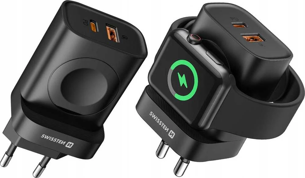 Swissten kelioninis įkroviklis USB-A / USB-C / iWatch