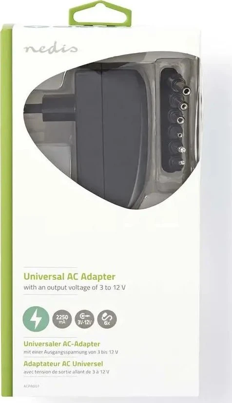 Nešiojamojo kompiuterio maitinimo adapteris Nedis 27 W, 2.25 A, (ACPA007)