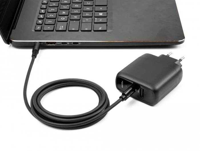 Nešiojamojo kompiuterio maitinimo adapteris Delock Notebook Kabelis ładujący USB Type-C™ Wtyczka do HP 4,5 x 3,0 mm Wtyczka (87971)