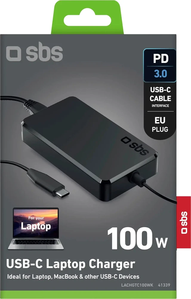 Nešiojamojo kompiuterio maitinimo adapteris SBS Uniwersalny USB-C kroviklis skirtas laptopa 100W 3m juoda (LACHGTC100WK)