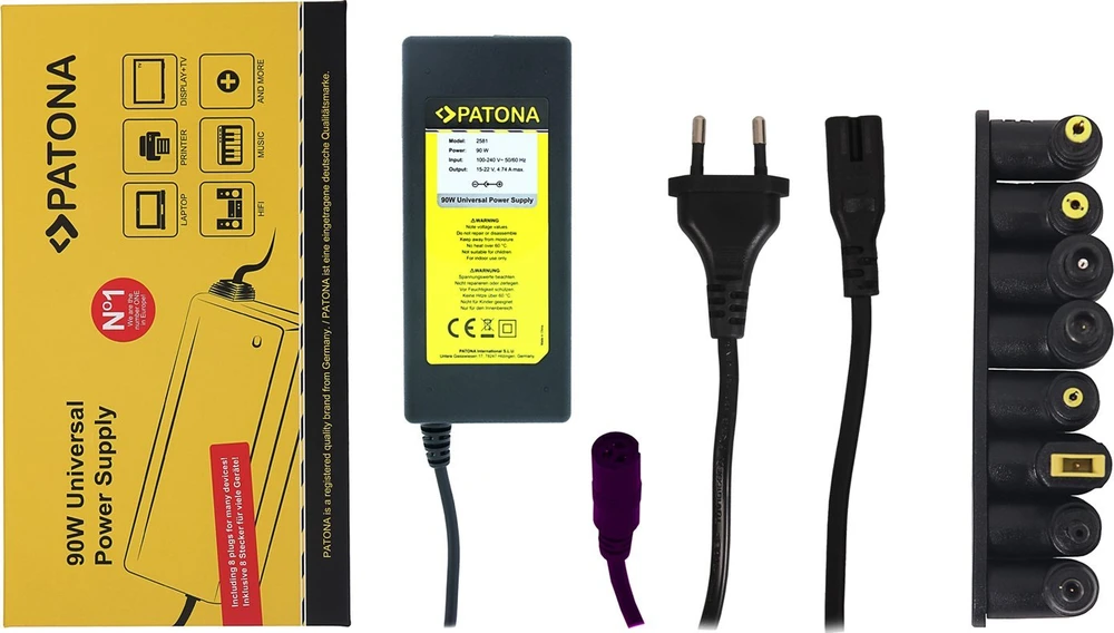 Patona 90W adapteris su keičiamais antgaliais