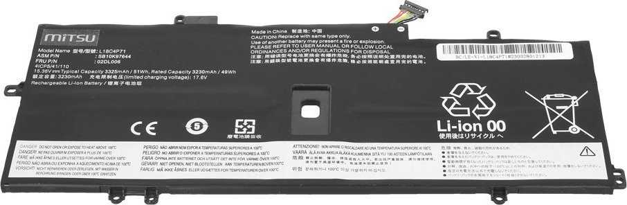 Mitsu Lenovo ThinkPad X1 Yoga 4 5 Carbon 7 8 3325 mAh (51 Wh) 15,36 V baterija