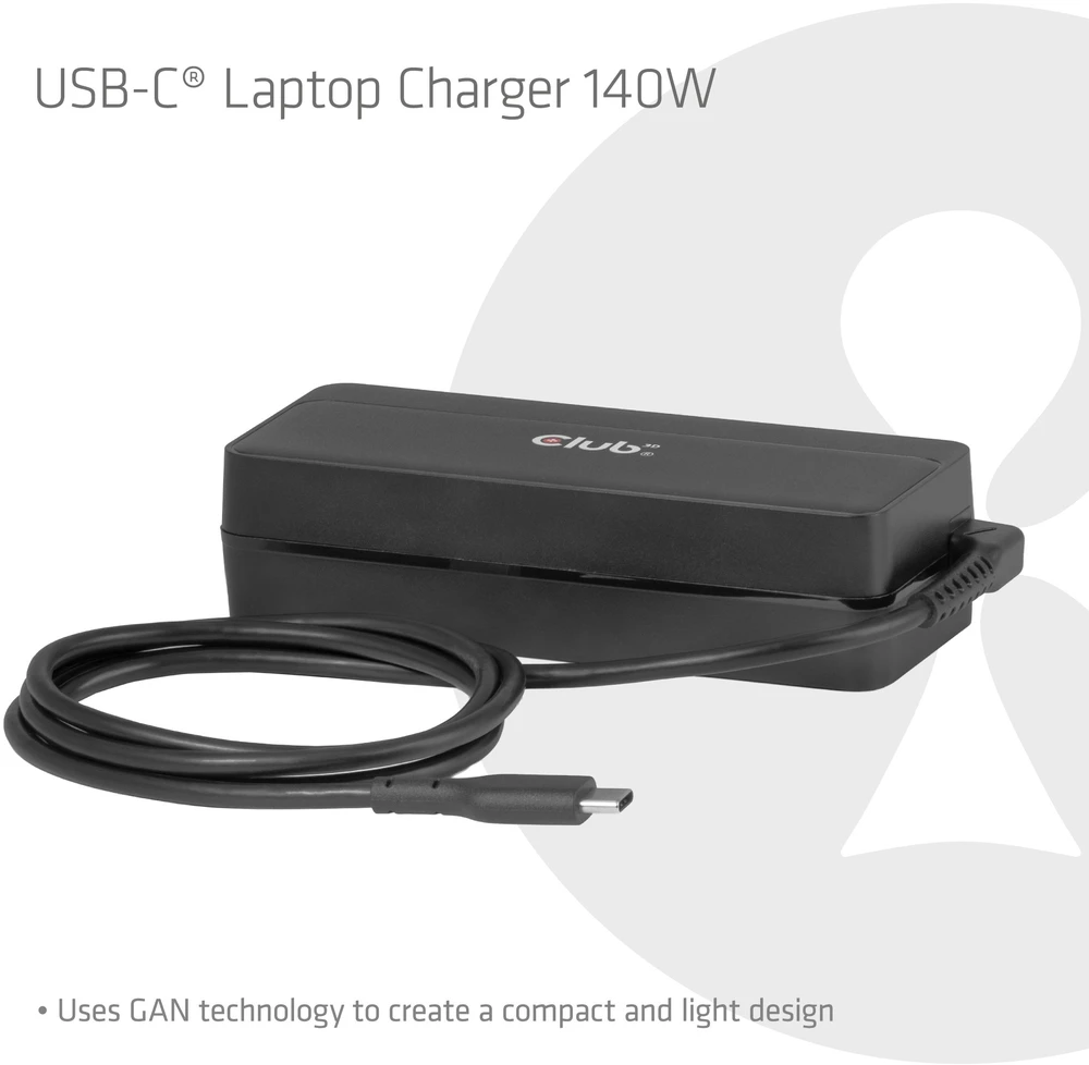 Club 3D Club3D nešiojamojo kompiuterio įkroviklis, USB-C, 140 W, 1 m