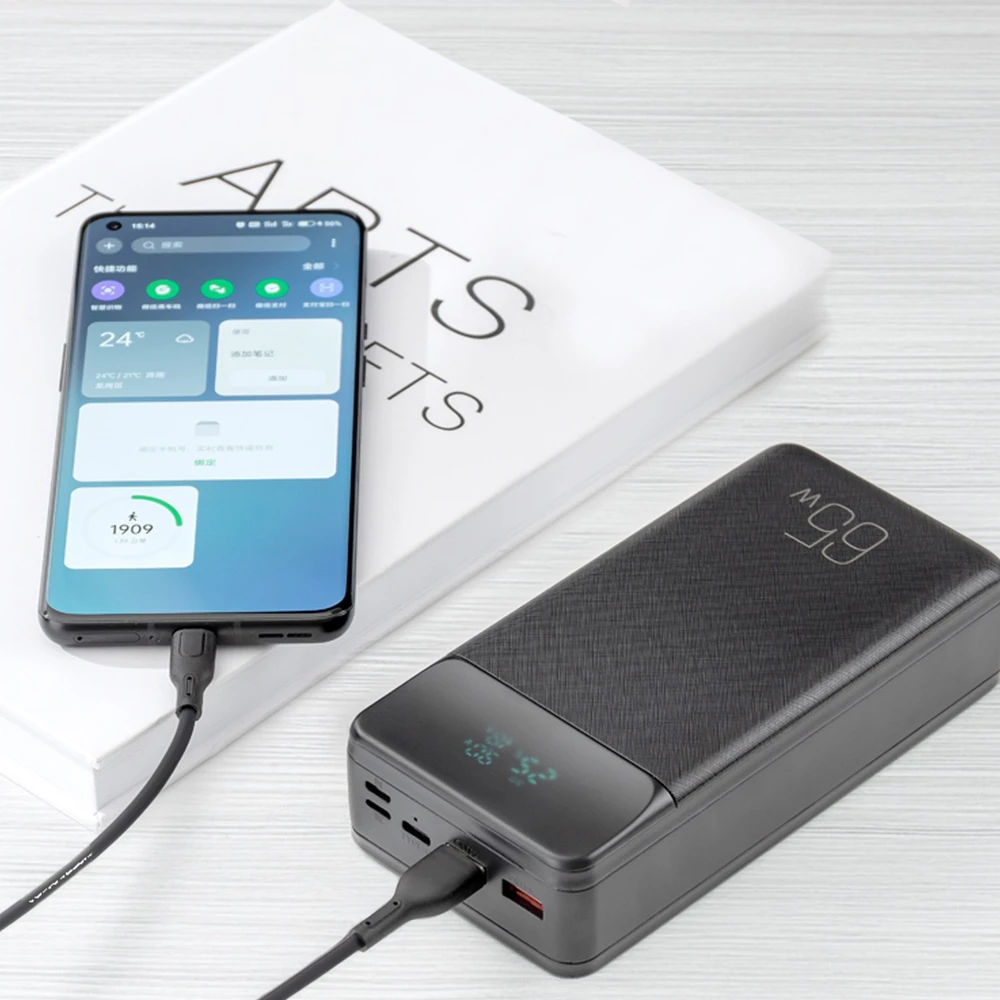XO laptop power bank PR201 65W 30000mAh juodos spalvos