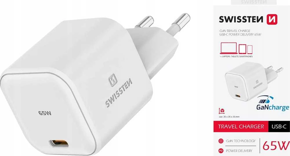 Swissten GaN Travel Charger USB-C 65W