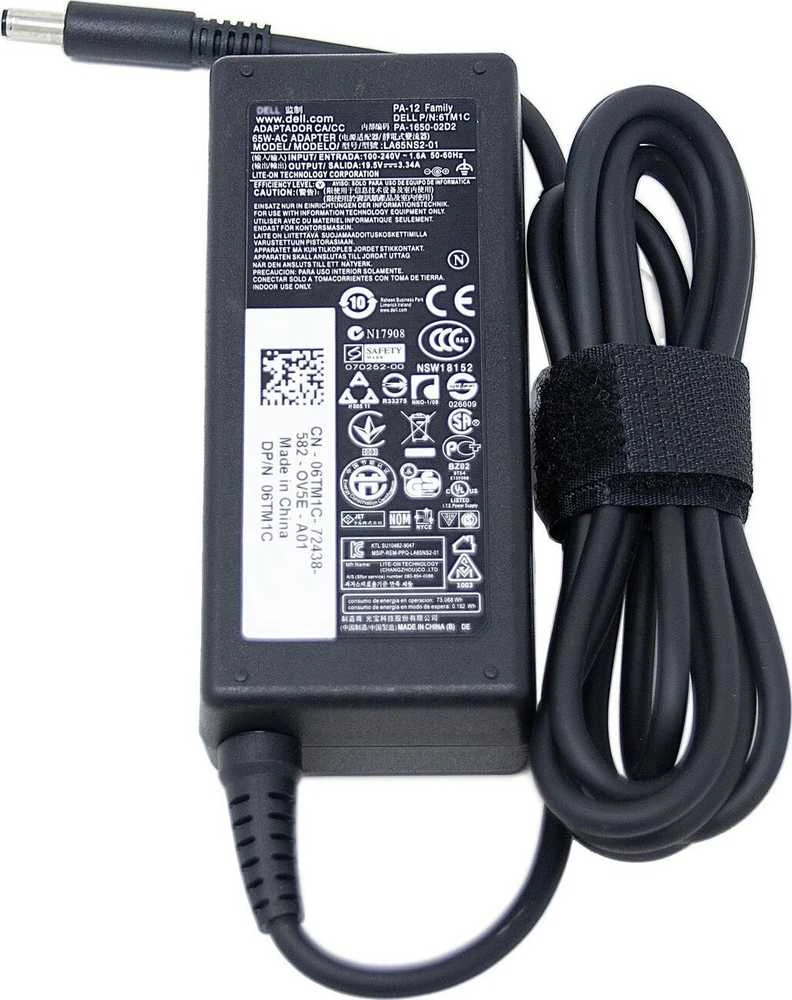 Dell 65W įkroviklis su 4,5 mm kištuku ir technine etikete