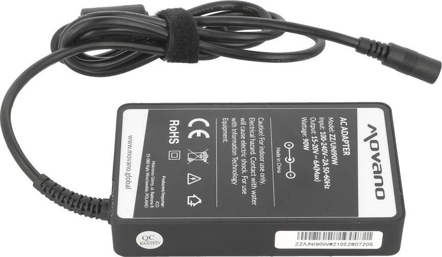 Nešiojamojo kompiuterio maitinimo adapteris Movano 90 W, 6 A, 20 V (ZZ/UNI90W)