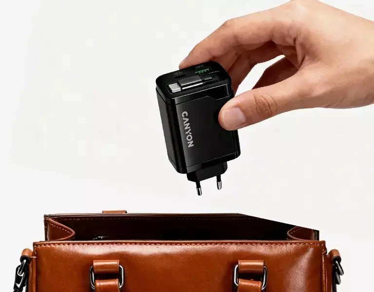 CANYON įkroviklis OnCharge 65RC įmontuojamas laidas USB-C 65W 1xPD 1xQC EU Juodas
