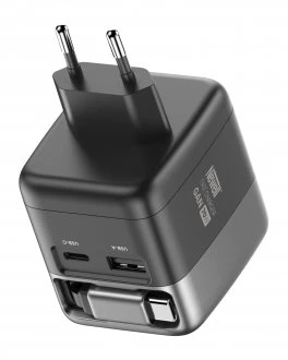 Maitinimo įkroviklis - Newell GaN 70 W TFT įkroviklis USB-C, USB-A, integruotas laidas
