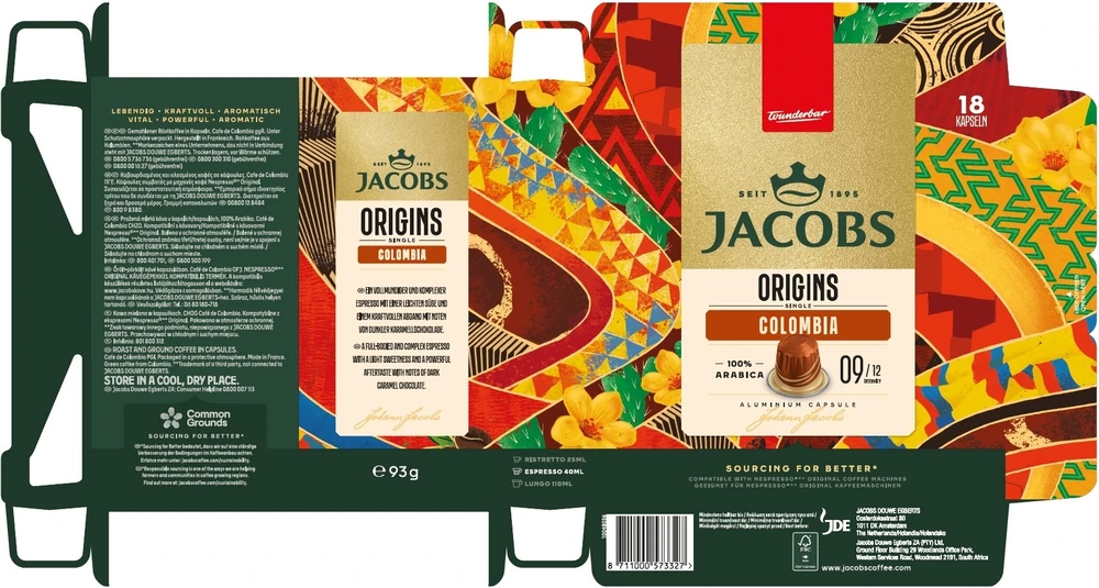 Jacobs Kapsułki Origins Colombia do Nespresso 18 vnt.