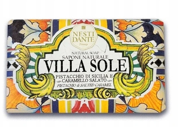„Nesti Dante Villa Sole“ valomasis ir drėkinamasis sicilietiško pistacijų ir sūdytos karamelės kvapo muilo plytelė, 250 g