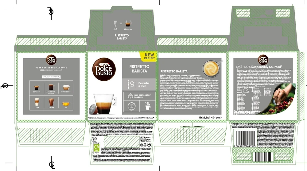 Nezatříděno Nescafe Dolce Gusto Ristretto Barista kava, 16 kapsulių dėžutėje