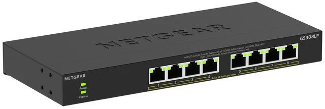 Šakotuvas Tinklo Įranga - Netgear GS308LP 8-Port PoE Jungiklis 60W 1Gbps