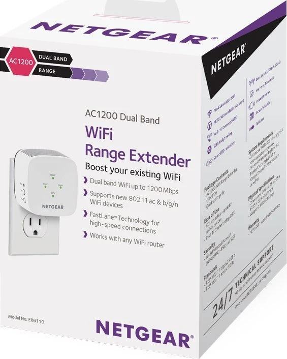 Maršrutizatorius Netgear Stiprintuvas WiFi Signal EX6110 AC1200 sieninis kištukas/Uk socket