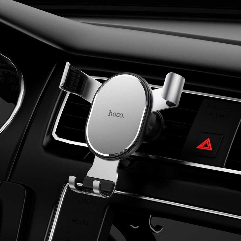„Gravity“ automobilio telefono laikiklis „Hoco“ oro išleidimo angos CA56 PLUS sidabrinis metalinis