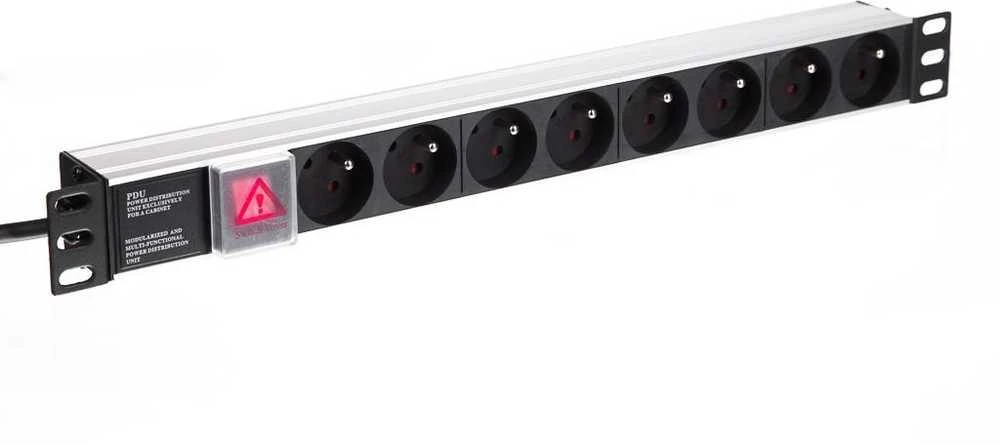 NETRACK 125-19-02 maitinimo paskirstymo blokas 19 colių 1U 230V/16A 8xE ALU