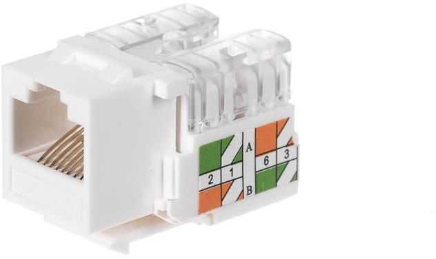NETRACK 105-02 Keystone Jack RJ45 UTP cat. 5e su spaustuku baltas