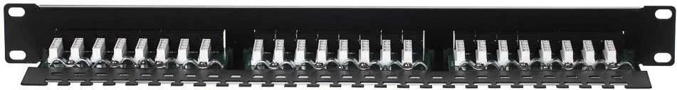 NETRACK 104-08 patch panel 19inch 24-jungtys kat. 6 UTP su lentyna