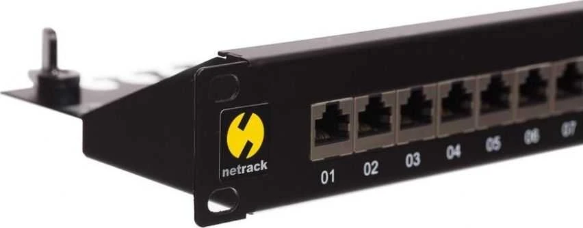 NETRACK 104-19 patch panel 19inch 24-jungtys kat. 6A FTP su lentyna