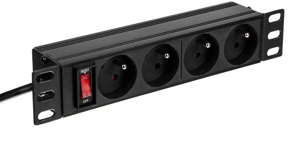NETRACK 125-10-01 Netrack maitinimo paskirstymo blokas 10 1U, 230V/16A, 4xE, ALU
