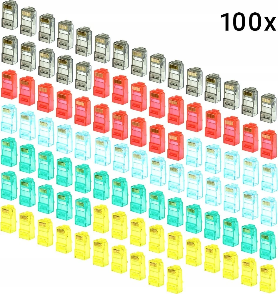 NetRack Wty k RJ45 UTP kat. 6, linka, Netrack, spalva MIX (100 vnt)