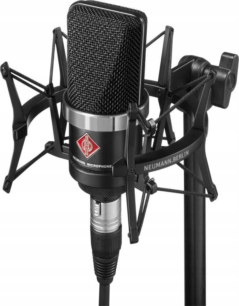 Neumann TLM 102 MT studijinis rinkinys - didelės diafragmos kondensatorinis mikrofonas su amortizuojančiu laikikliu, juodas