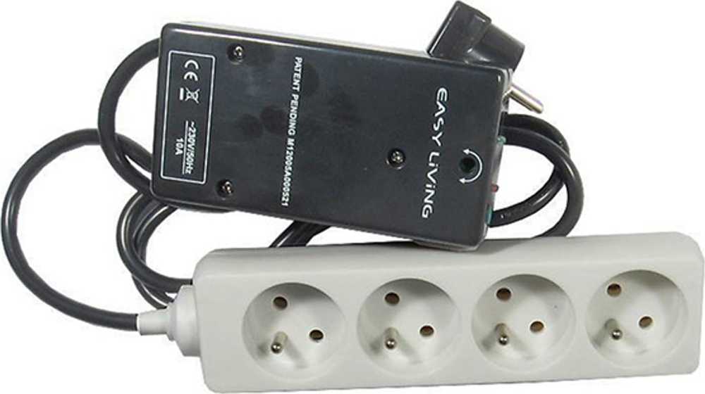 Neutralle EASY-OFF 230V atsarginis maitinimo kabelis su nuotolinio valdymo pulto aktyvavimu, CEE7 (šakė) - 4x lizdas, Maks. 2300W, juoda, energijos sąnaudos