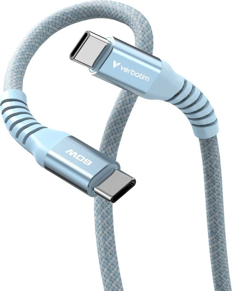 „Verbatim“ magnetinis sinchronizavimo ir įkrovimo laidas USB-C į USB-C, 60 W, 120 cm, Mėlyna