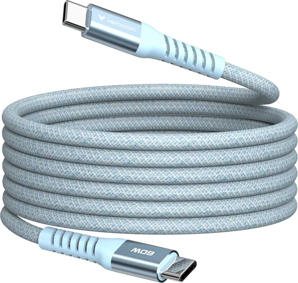 „Verbatim“ magnetinis sinchronizavimo ir įkrovimo laidas USB-C į USB-C, 60 W, 120 cm, Mėlyna