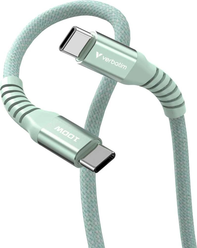 „Verbatim“ magnetinis sinchronizavimo ir įkrovimo kabelis USB-C į USB-C, 100 W, 120 cm, Žalias