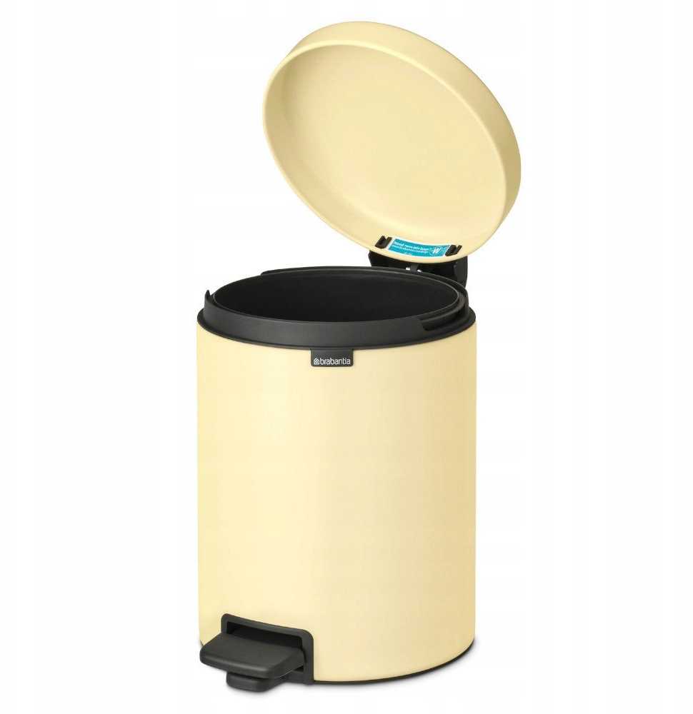 Brabantia Šiukšliadėžė su pedalu NewIcon, 5 l, šviesiai geltona