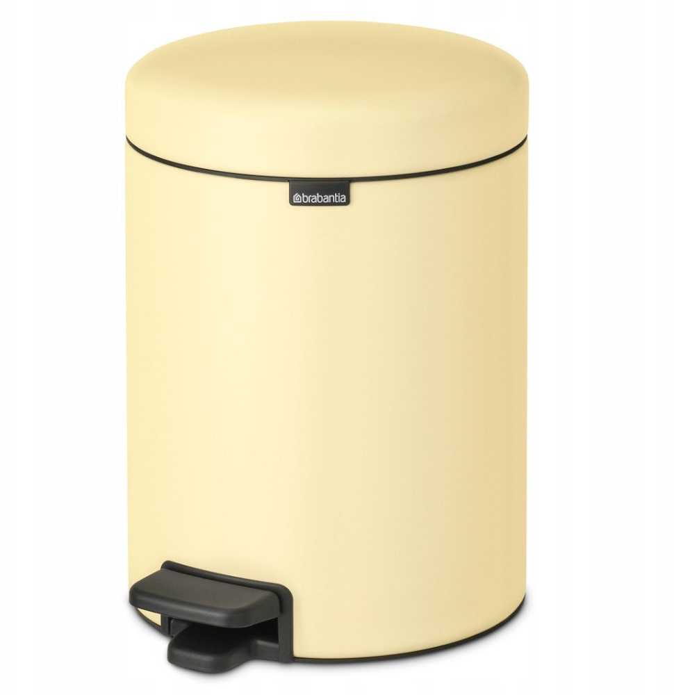 Brabantia Šiukšliadėžė su pedalu NewIcon, 5 l, šviesiai geltona