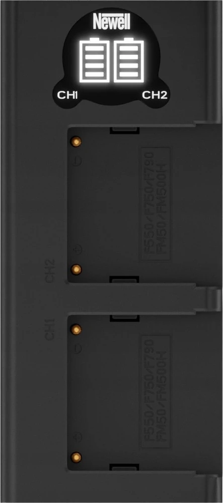 Dviejų kanalų įkroviklio ir dviejų NP-F770 baterijų Newell DL-USB-C rinkinys , skirtas Sony