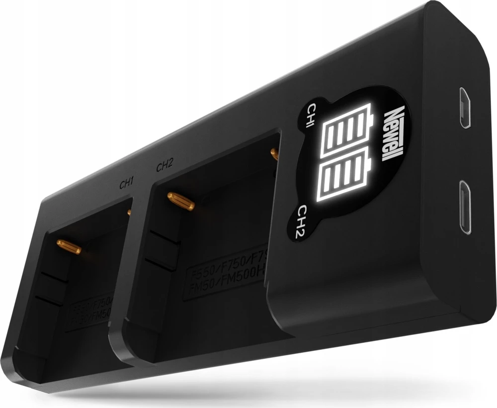 Dviejų kanalų įkroviklio ir dviejų NP-F770 baterijų Newell DL-USB-C rinkinys , skirtas Sony
