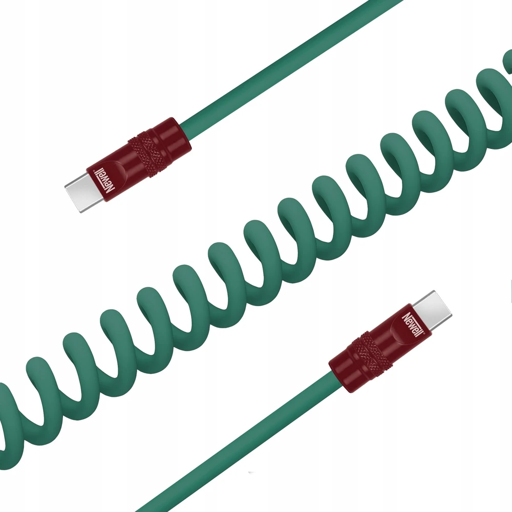 Kabelis - Newell USB-C į USB-C 100W 1.5m Silikoninė Žalia-Bordo