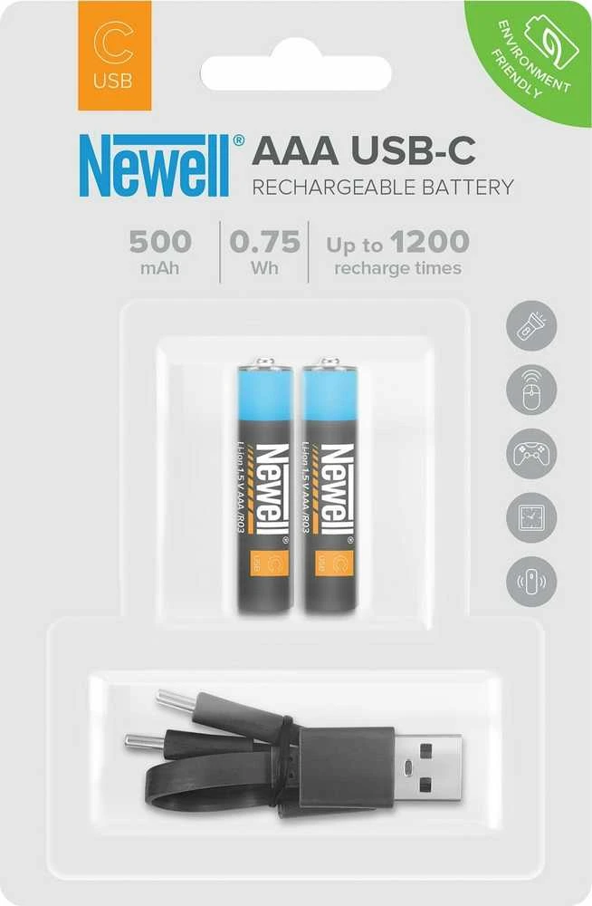 Newell AAA USB-C baterijos su įkrovimo laidu